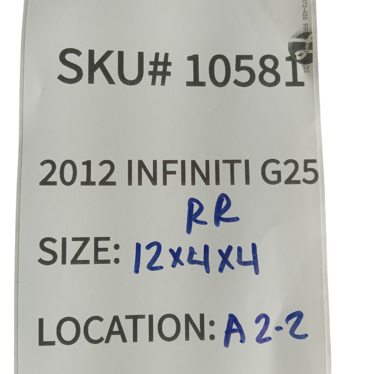 2011-2012 Infiniti G25 Right Rear Exterior Door Handle OEM Passenger Side 10581