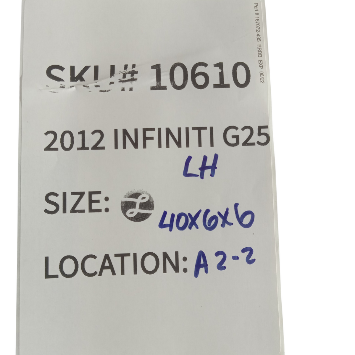 2011 2012 Infiniti G25 Left Front Driver Side Hood Fender Rubber Seal OEM 10610