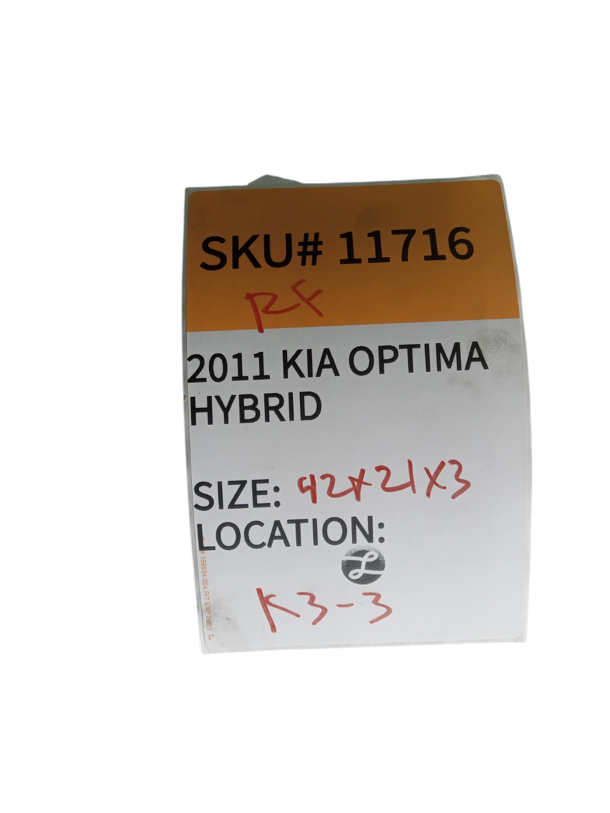 2011 Kia Optima Hybrid Right Front Door Glass Window Passenger Side OEM 11716