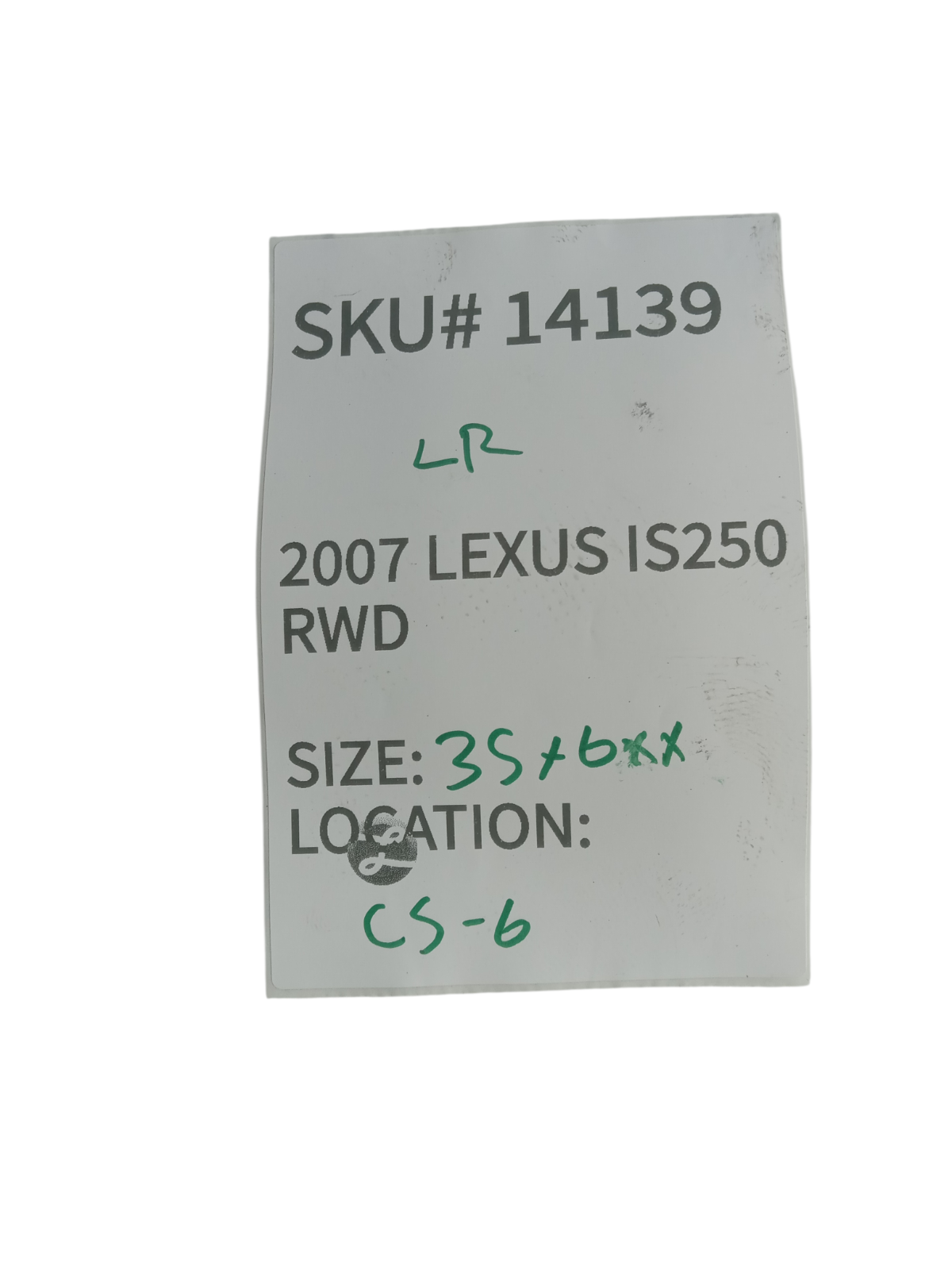 2007-2008 Lexus IS250 Left Rear CV Axle Shaft Assembly Driver Side OEM 14139