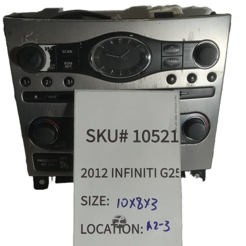 2011-2012 Infiniti G25 Dual Zone Climate Control Panel AC/Heater Radio OEM 10521