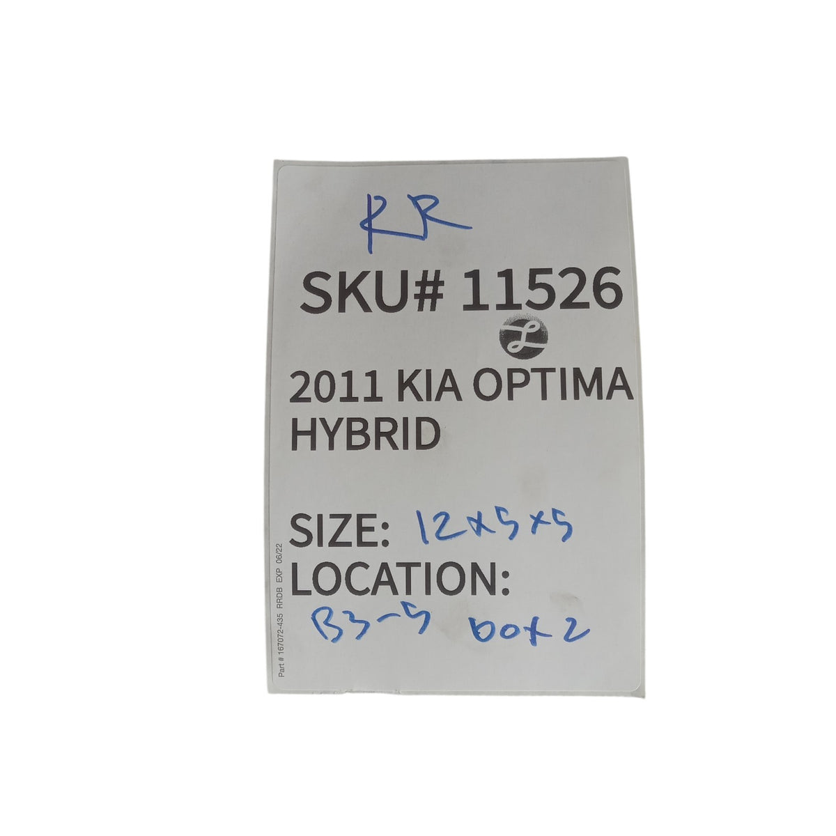 2011 Kia Optima Hybrid Right Rear Exterior Door Handle Passenger Side 11526