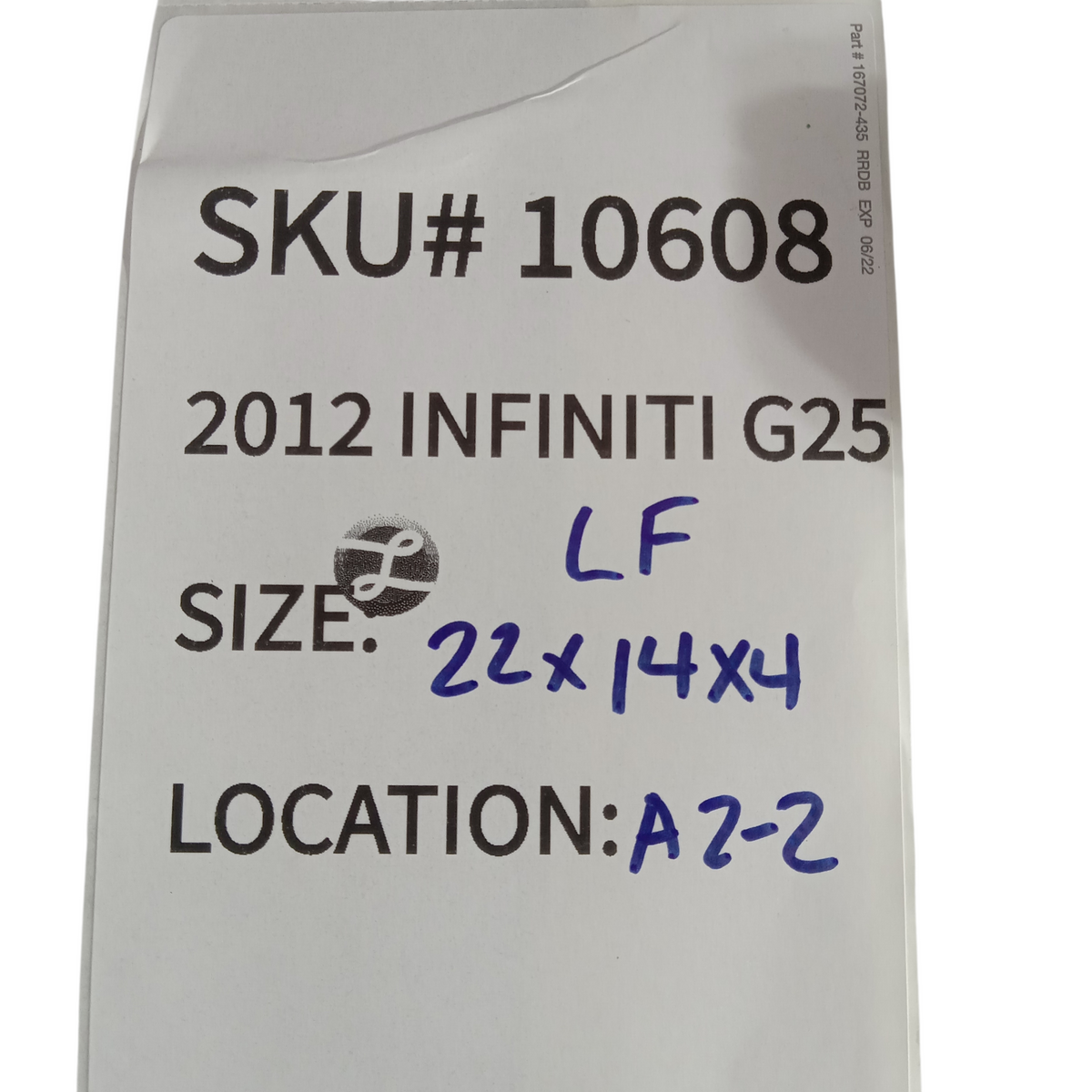 2011 2012 Infiniti G25 Left Engine Brake Fluid Cover W/ Trim OEM 10608