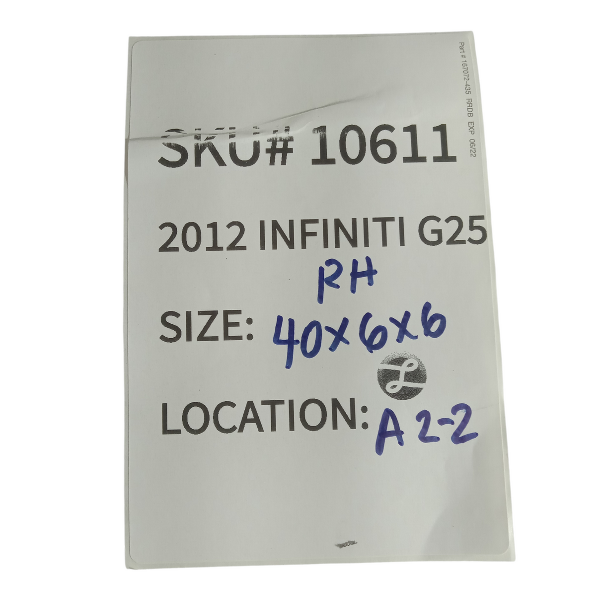 2011 2012 Infiniti G25 Right Front Hood Fender Rubber Seal OEM 10611