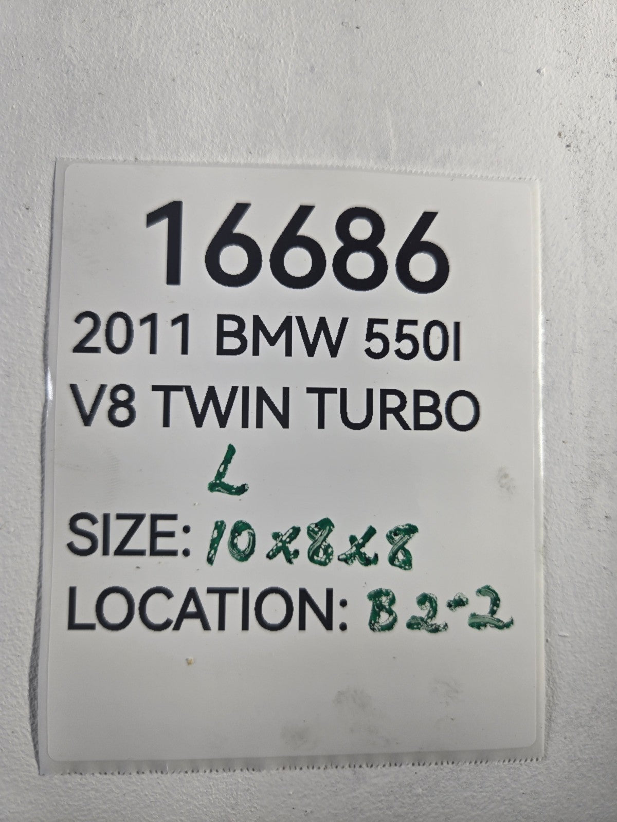 2010 2013 BMW 5 Series 550i N63 4.4L Turbocharger Turbo Charger Left Side OEM