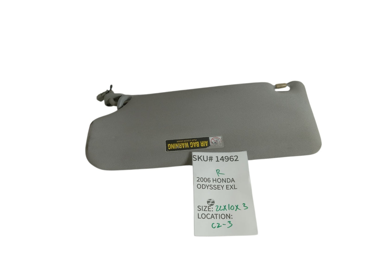 2005 2007 Honda Odyssey Right Passenger Side Front Sunvisor Sun Visor Gray OEM
