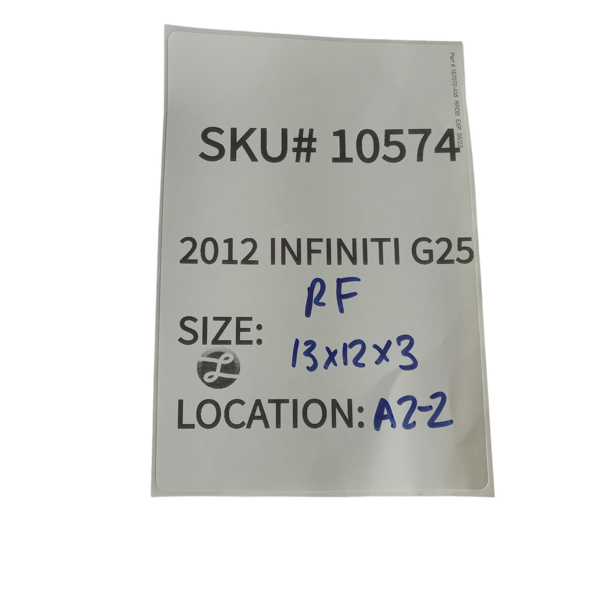 2011-2012 Infiniti G25 Right Front Suspension Upper Control Arm RH Side OEM 0574