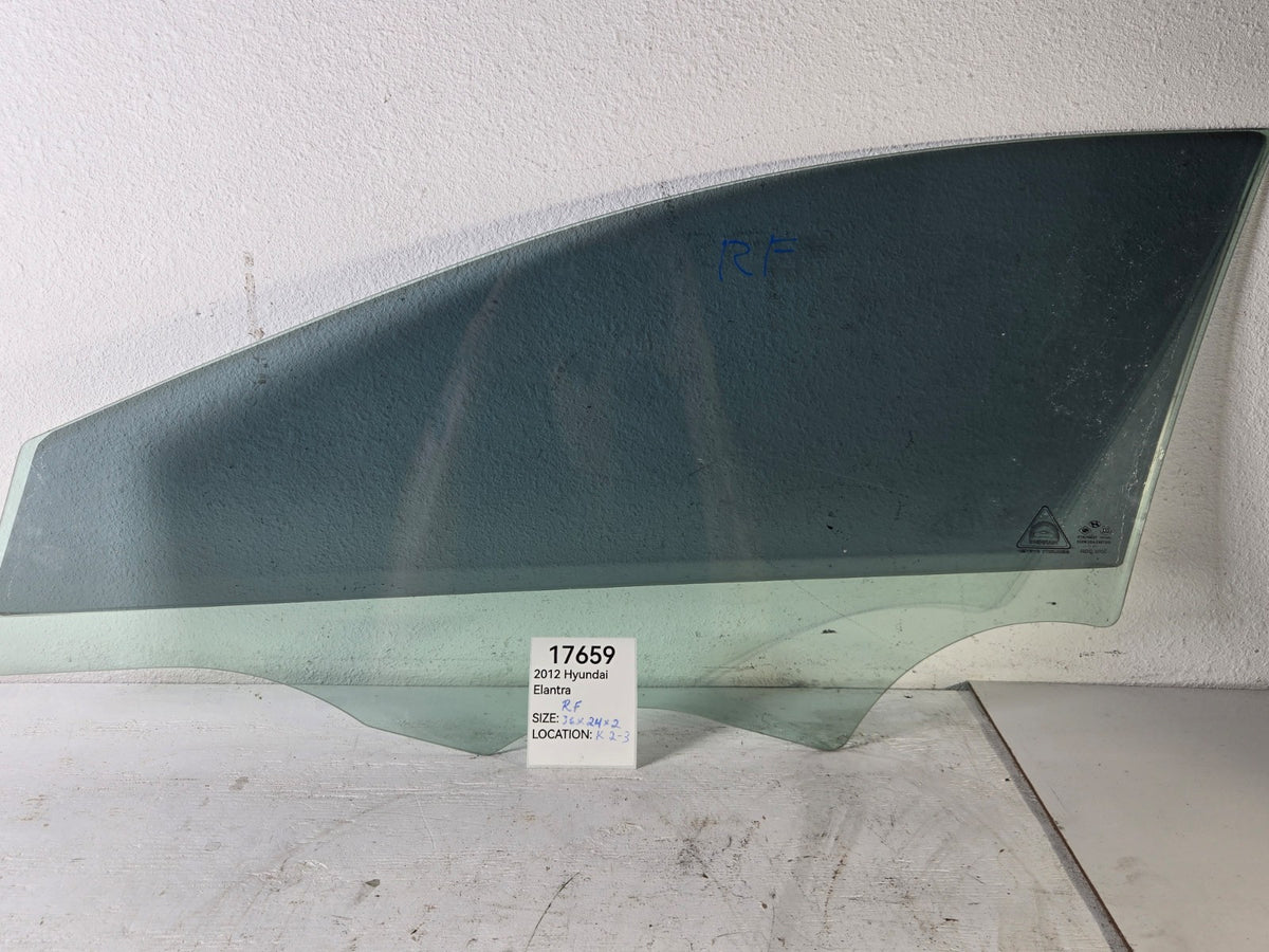 2011 2013 Hyundai Elantra Right Passenger Side Front Door Window Solar Glass OEM