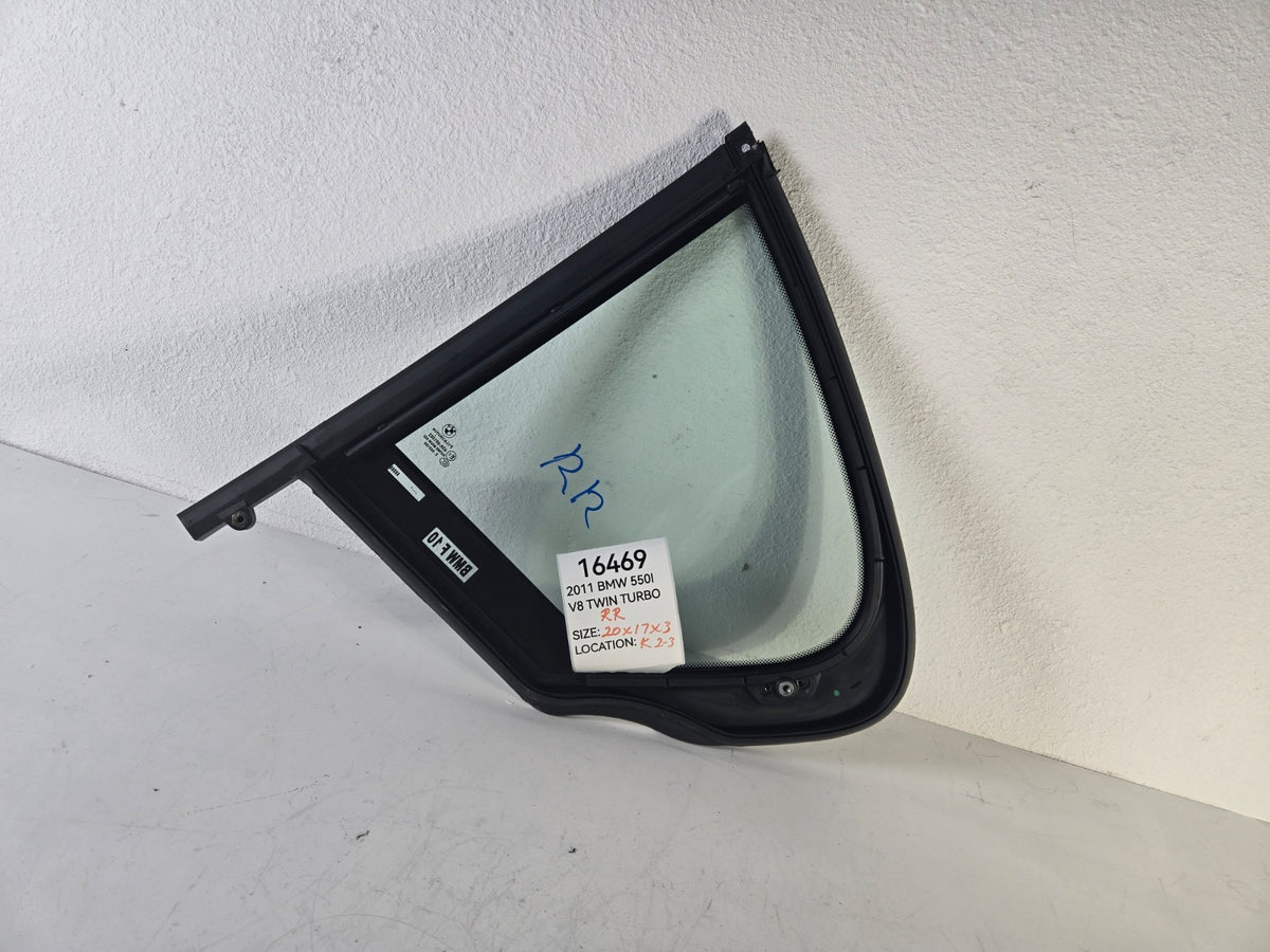 2010 2016 BMW 528i Right Passenger Rear Door Vent Quarter Glass Window OEM