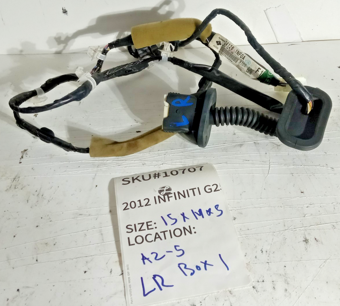 2011-2012 Infiniti G25 Left Rear Door Wire Wiring Harness Driver OEM 10707