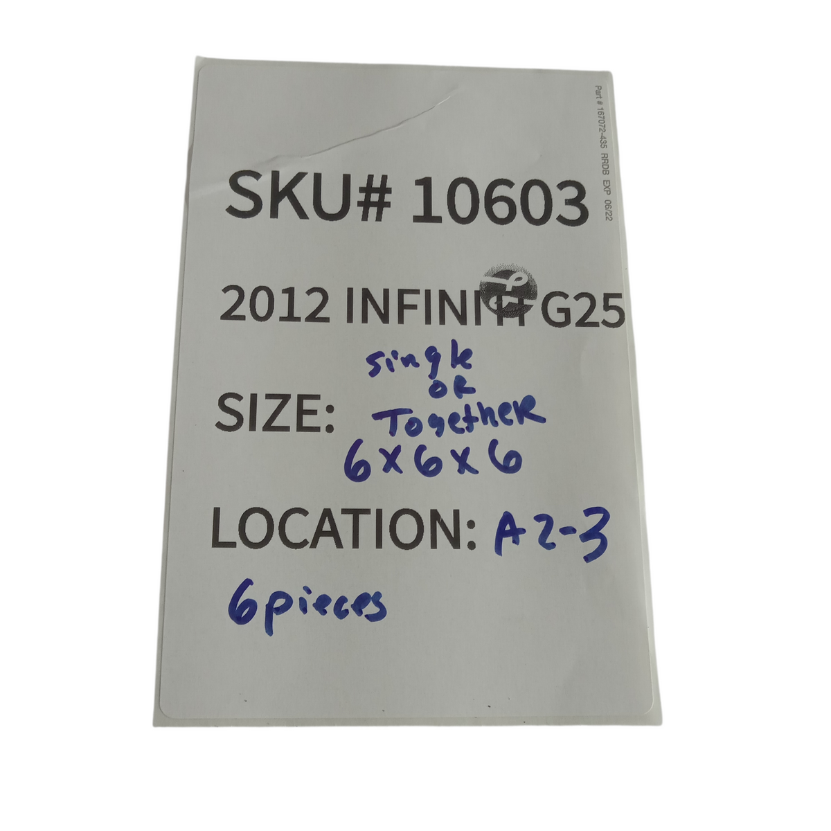 2011-2012 Infiniti G25 Ignition Coil Set Pec 6 OEM 10603