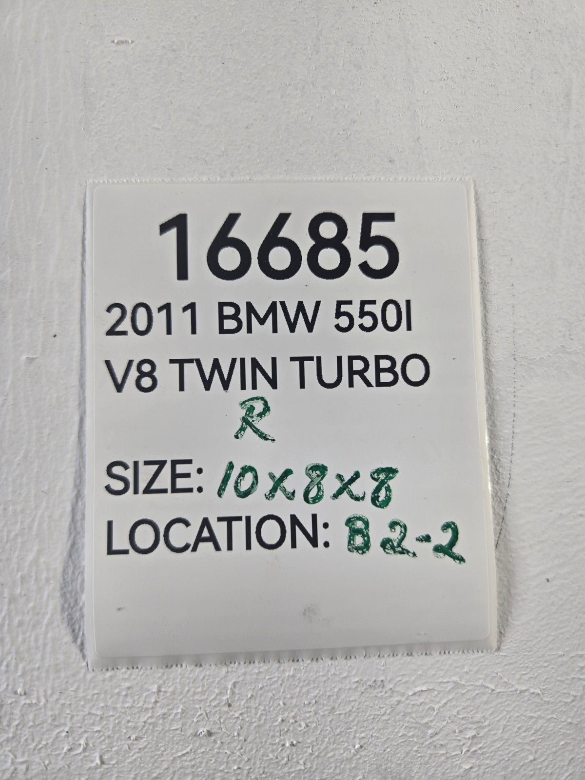 2010 2013 BMW 5 Series 550i N63 4.4L Turbocharger Turbo Charger Right Side OEM