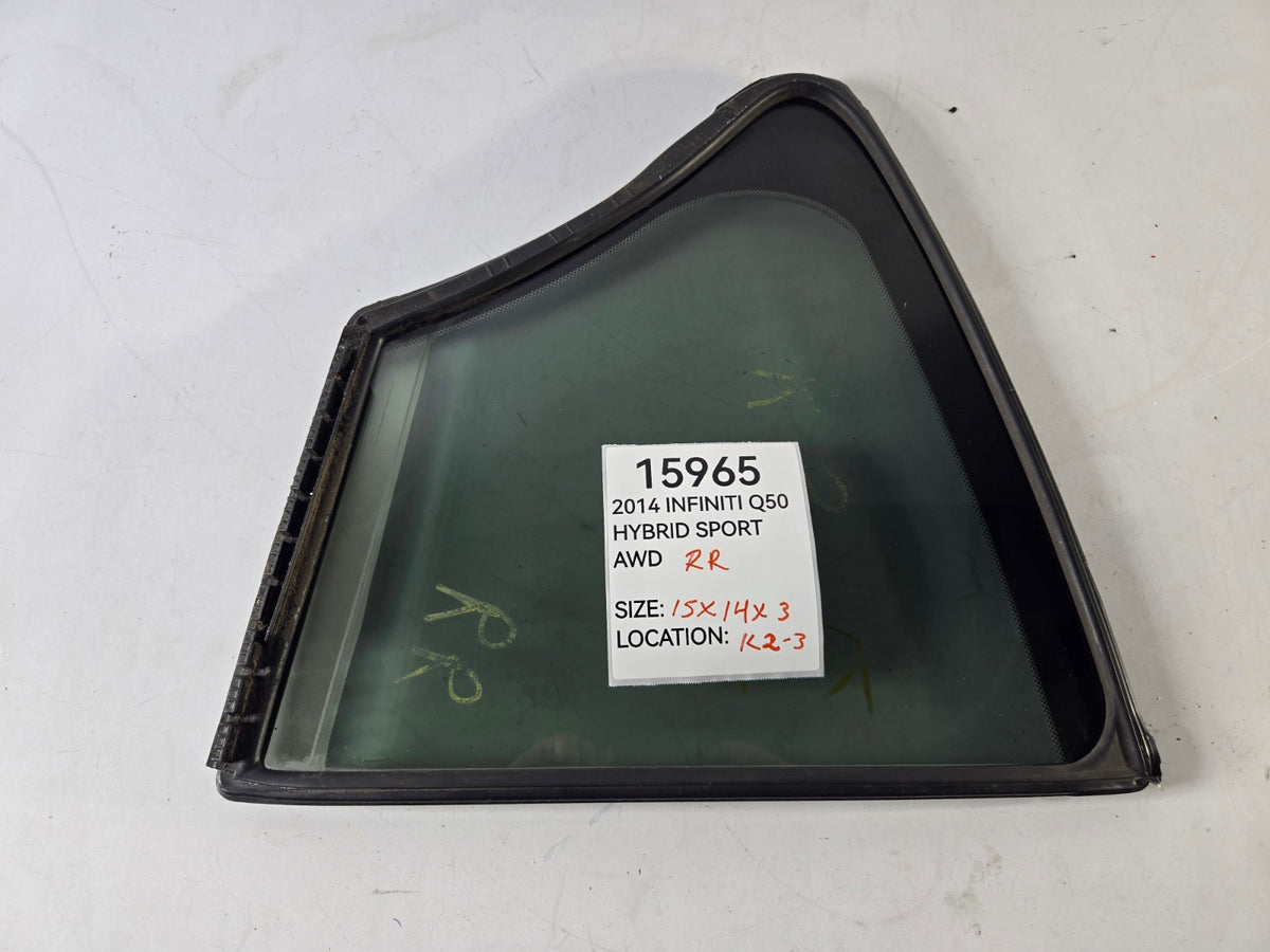 2014 2016 Infiniti Q Q50 Right Passenger Rear Door Quarter Glass OEM 822624GA0A