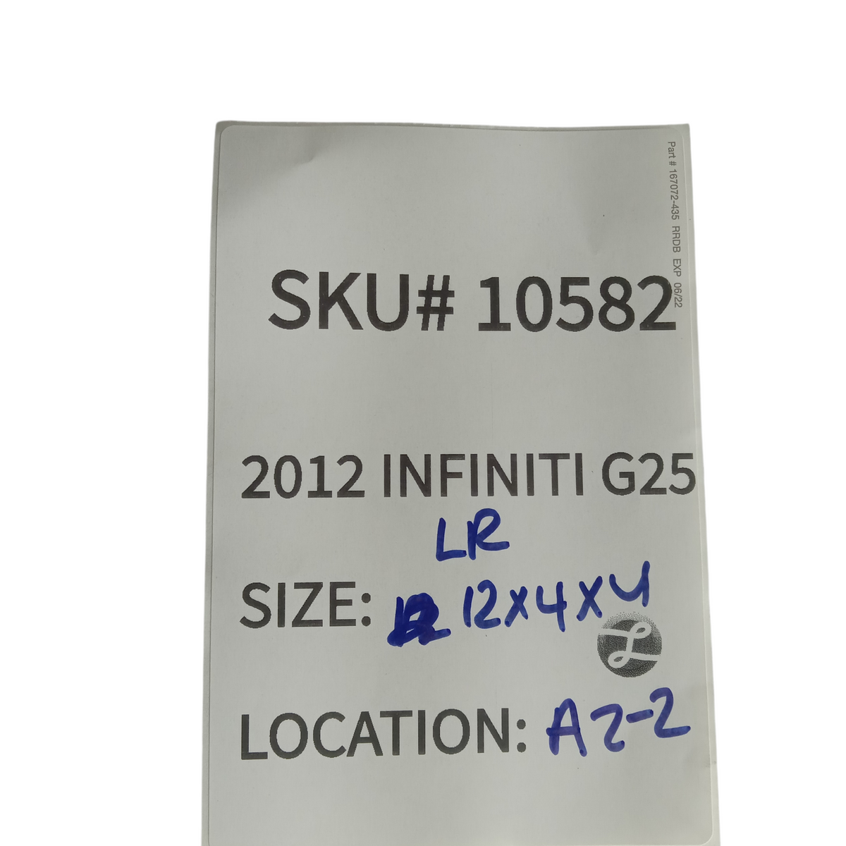 2011-2012 Infiniti G25 Left Rear Exterior Door Handle OEM Driver Side 10582