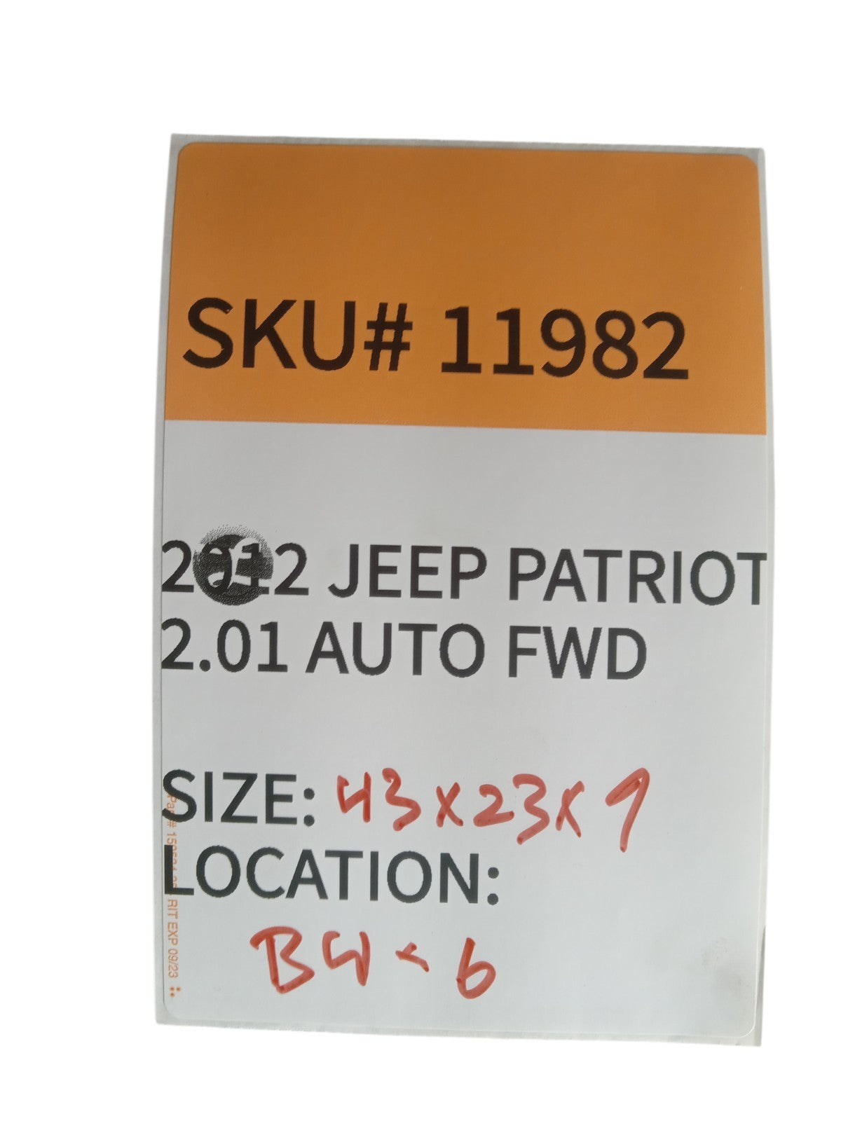 2012-2015 Jeep Patriot Rear Trunk Cargo Floor Mat 1BL86XDVAL OEM 11982
